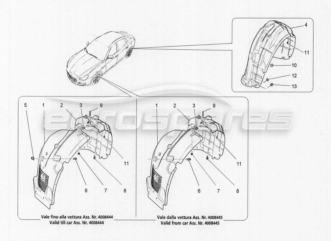 maserati qtp. v8 3.8 530bhp auto 2015 diagramma delle parti della timoneria e dei coperchi