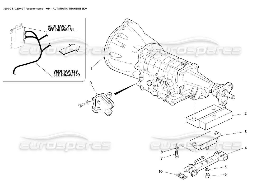 maserati 3200 gt/gta/assetto corsa cambio automatico diagramma delle parti