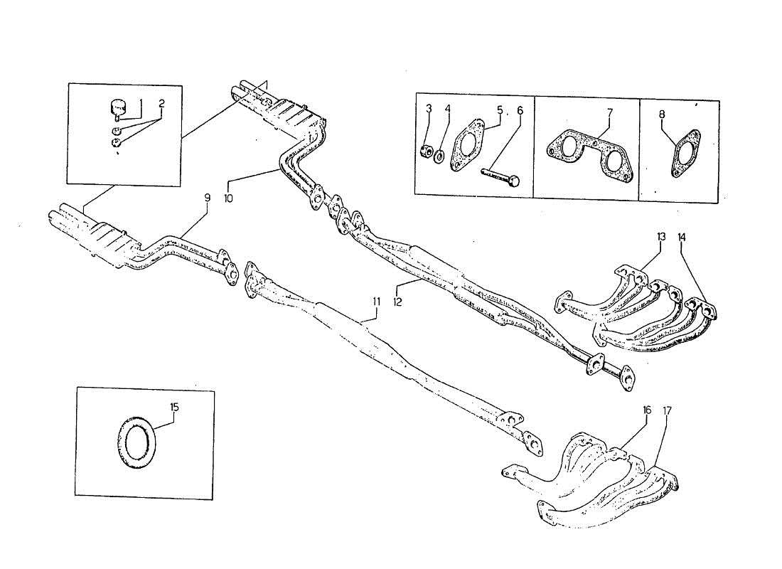lamborghini jarama tubi di scarico diagramma delle parti