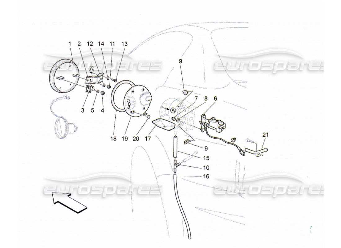 maserati qtp. (2010) 4.2 sportello e comandi serbatoio carburante diagramma delle parti