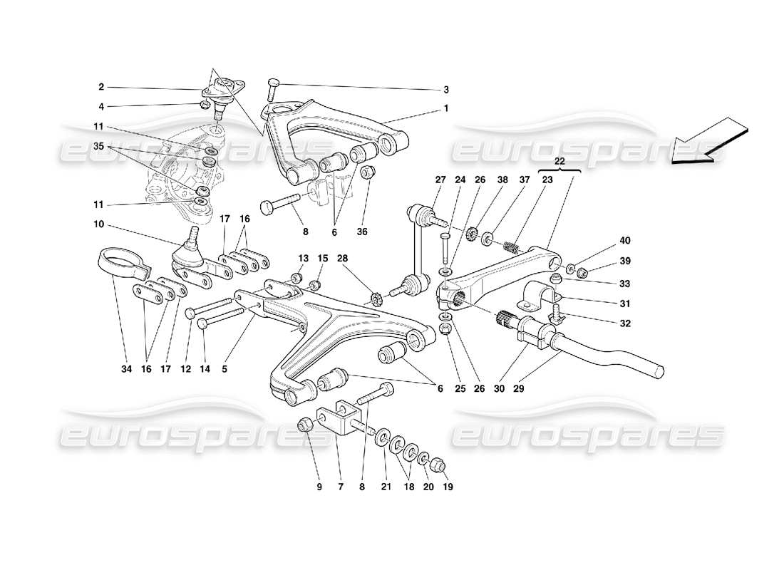 ferrari 355 (5.2 motronic) sospensione anteriore - bracci trasversali diagramma delle parti