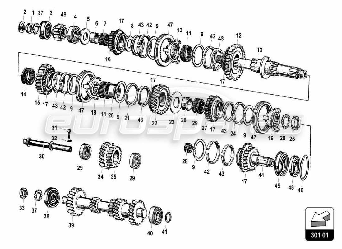 lamborghini miura p400s assemblaggio dell'albero diagramma delle parti