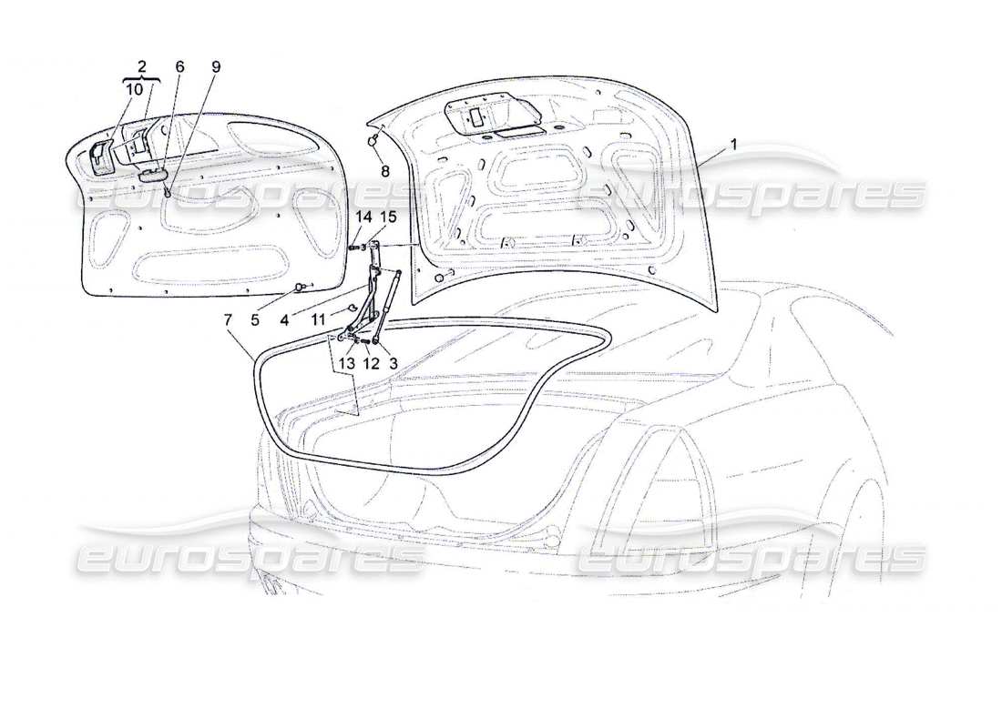 maserati qtp. (2010) 4.7 schema delle parti del coperchio posteriore