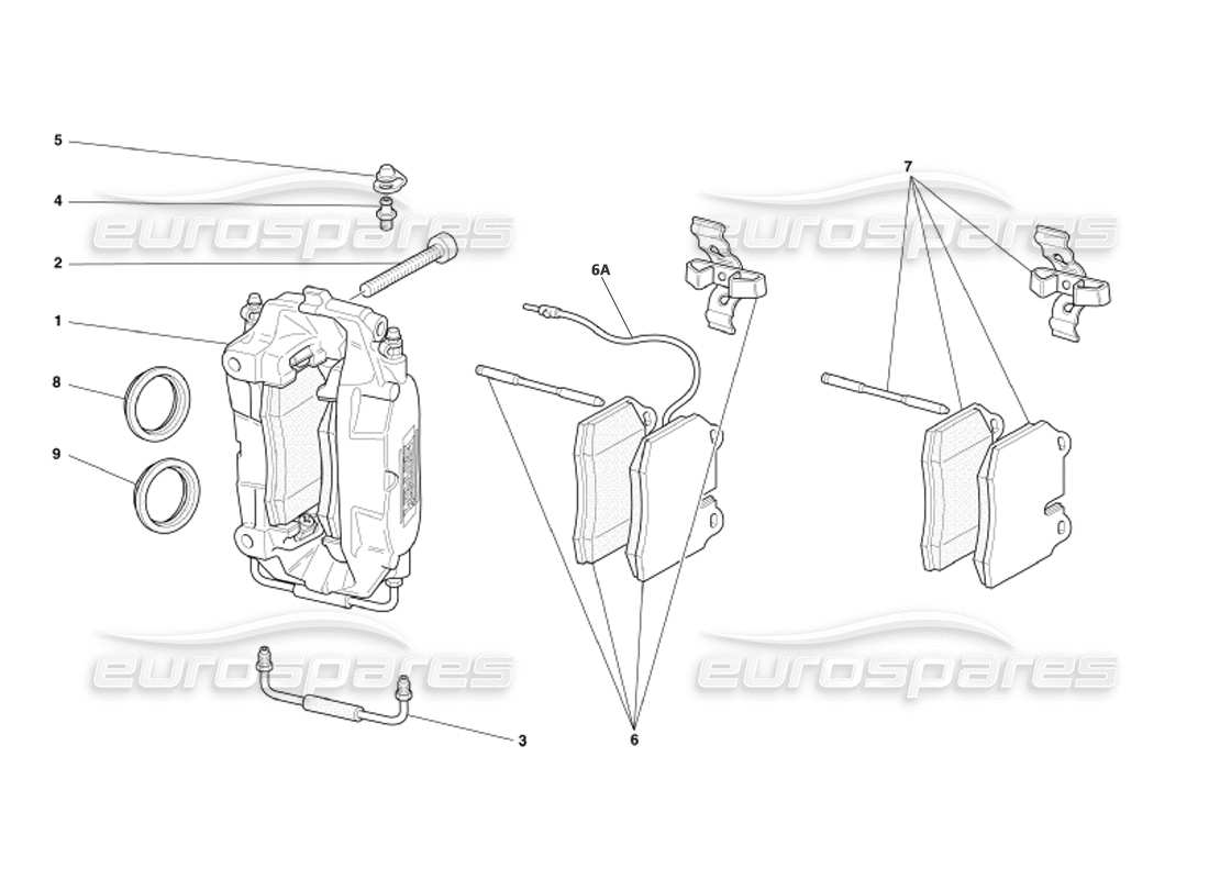 ferrari 360 spider schema delle parti delle pinze dei freni anteriori e posteriori