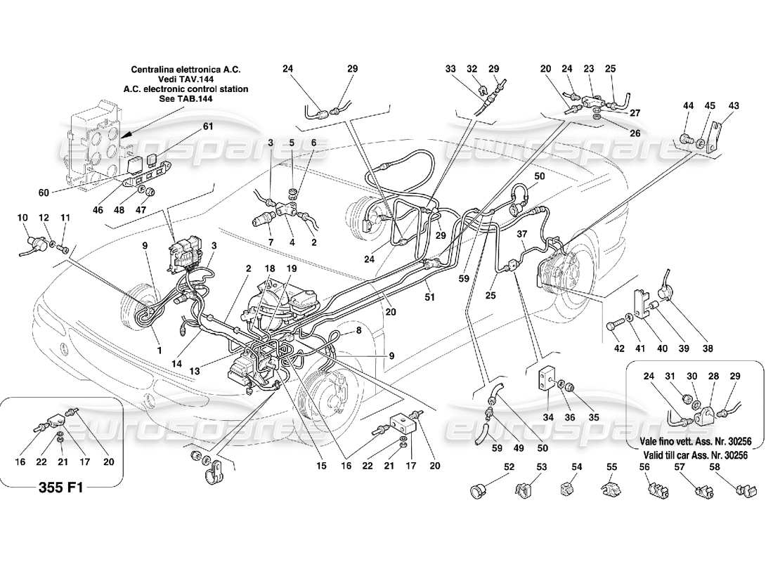ferrari 355 (5.2 motronic) impianto frenante abs bosch diagramma delle parti