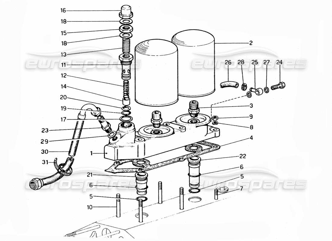 ferrari 365 gtc4 (mechanical) schema delle parti filtro olio