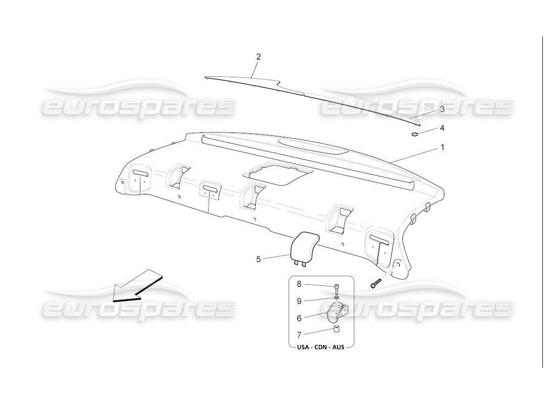 maserati qtp. (2007) 4.2 auto ripiano posteriore diagramma delle parti