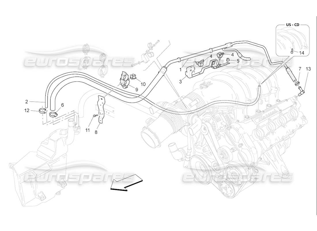 maserati qtp. (2006) 4.2 f1 sistema di ricircolo dei vapori d'olio diagramma delle parti