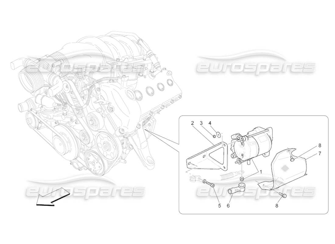 maserati grancabrio (2010) 4.7 controllo elettronico: accensione motore diagramma delle parti