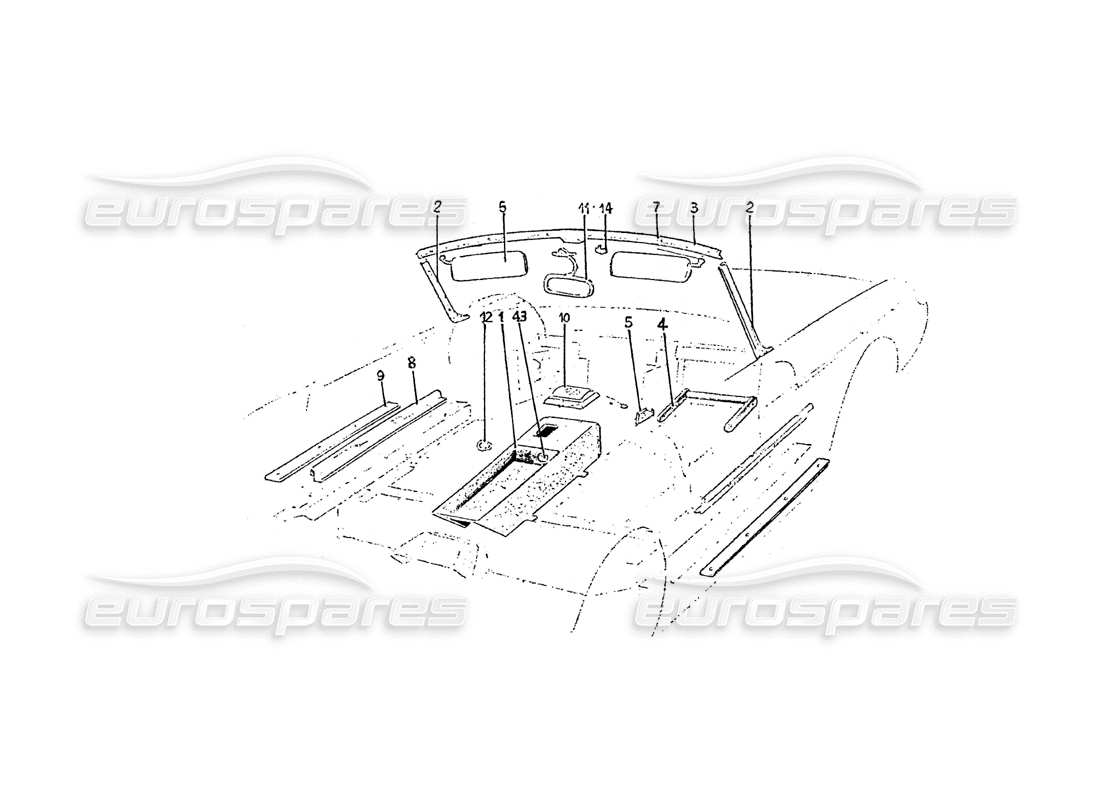 ferrari 275 (pininfarina coachwork) gruppo ebanisteria diagramma delle parti