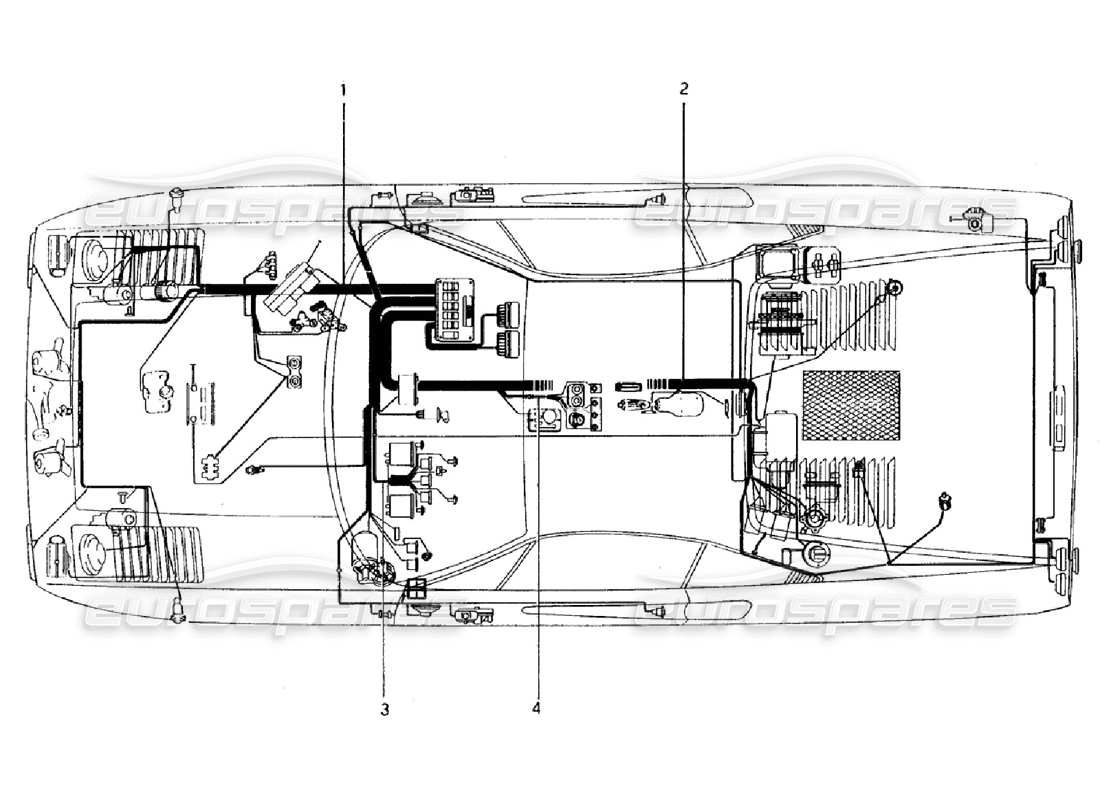 ferrari 308 gtb (1976) schema delle parti elettriche della carrozzeria (valido per versioni rhd - aus).