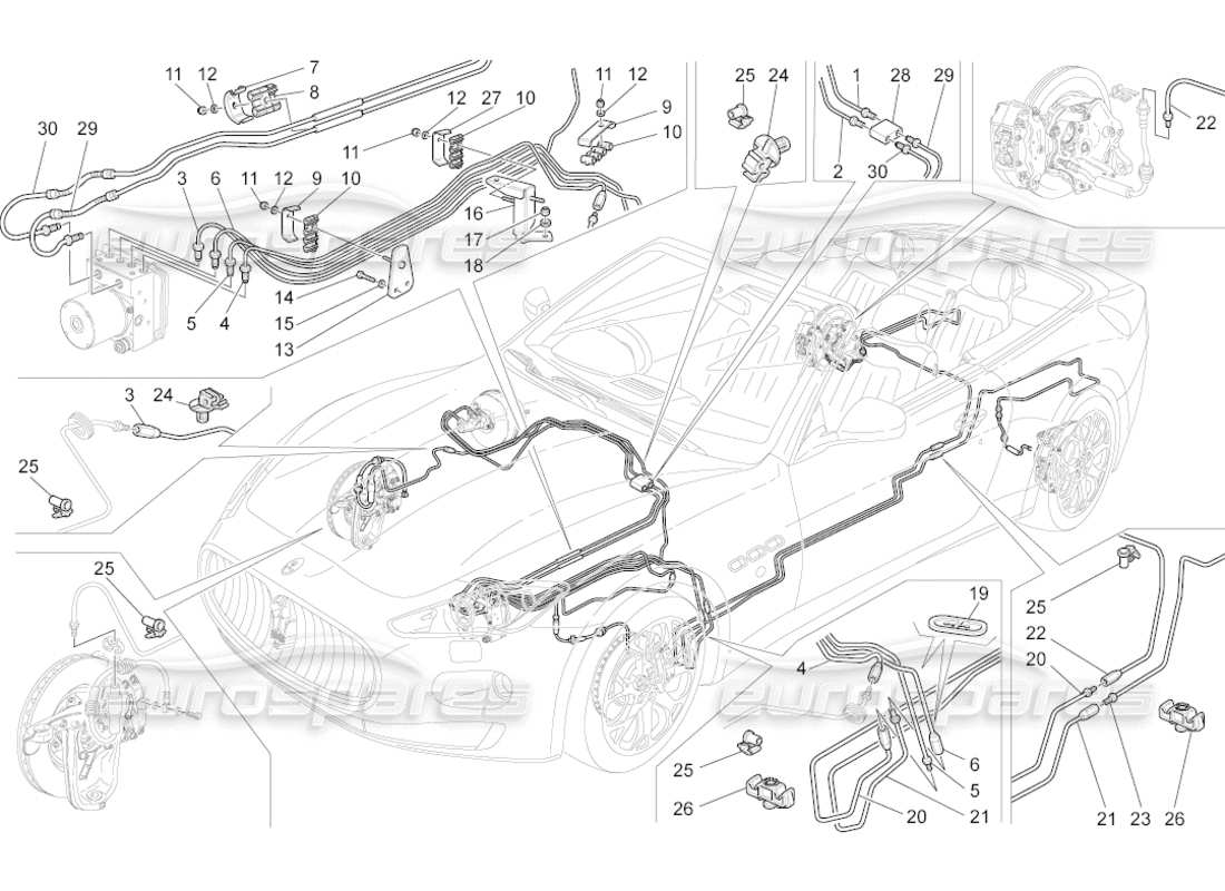 maserati grancabrio (2010) 4.7 linee diagramma delle parti