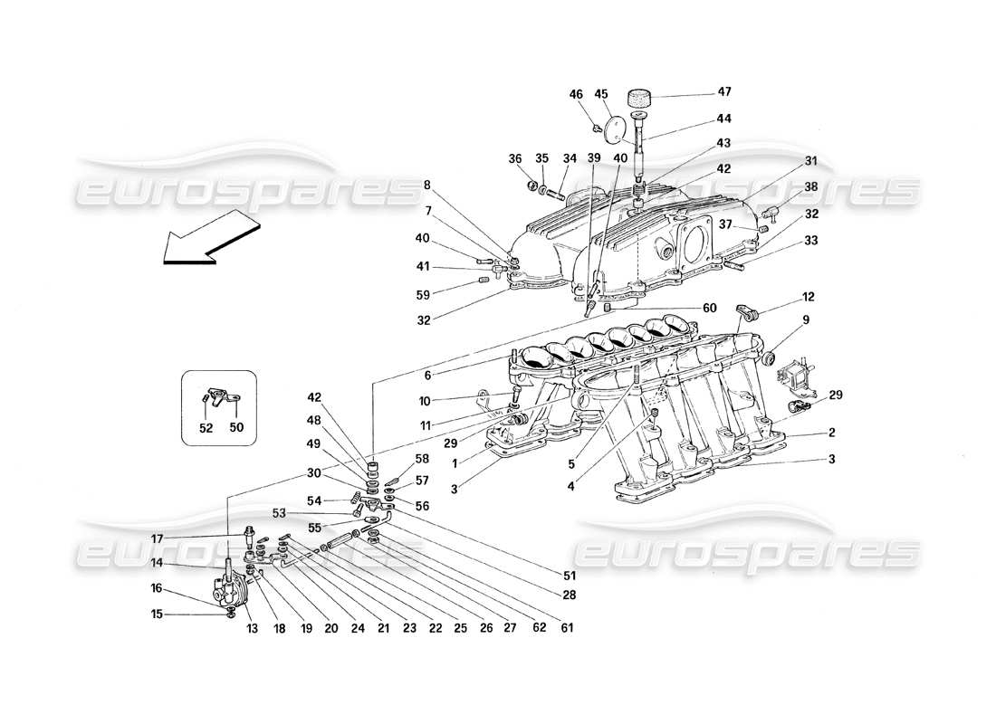 ferrari 348 (1993) tb / ts diagramma delle parti di collettori e coperchi