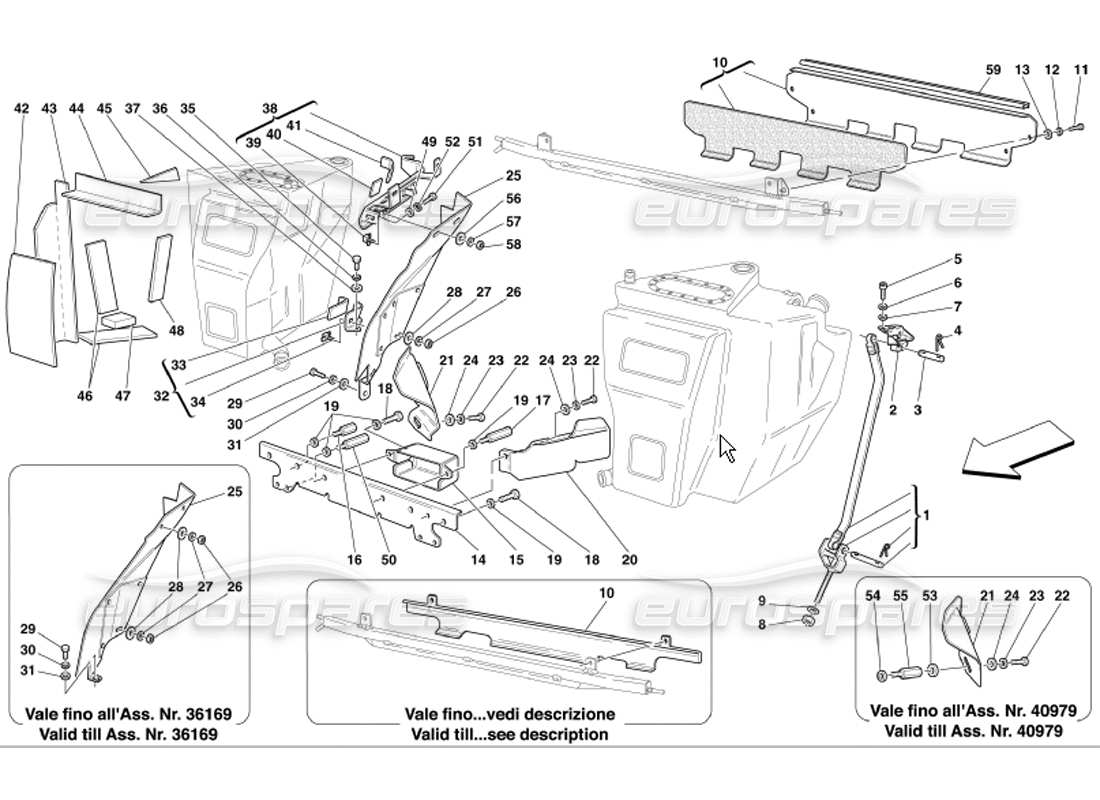 ferrari 360 modena fissaggio e protezione dei serbatoi carburante diagramma delle parti