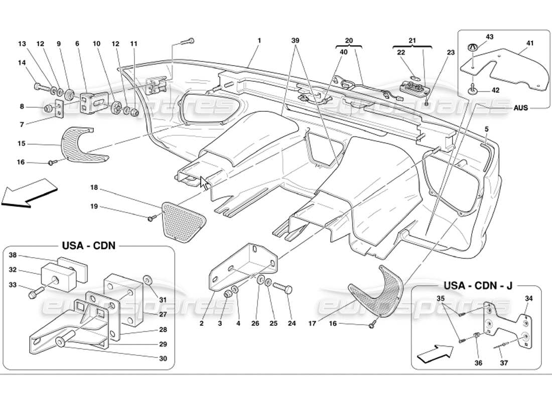 ferrari 360 modena paraurti posteriore diagramma delle parti