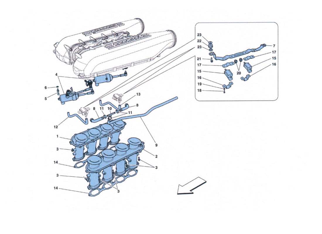 ferrari 458 challenge schema delle parti del collettore di aspirazione