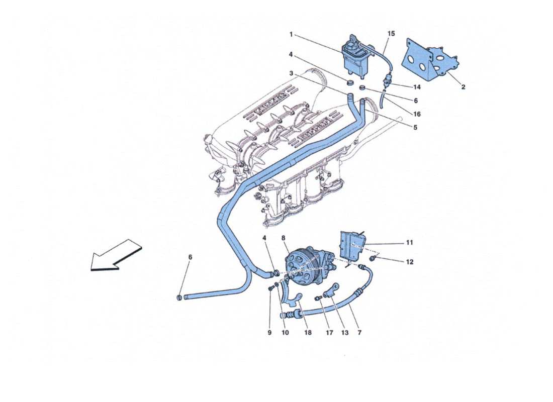 ferrari 458 challenge comando sterzopompa e serbatoio idroguida schema parte