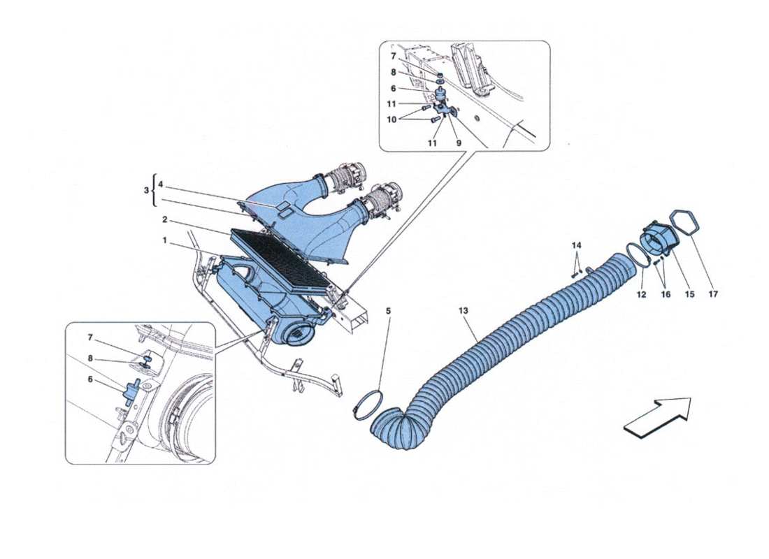 ferrari 458 challenge diagramma delle parti di presa aria