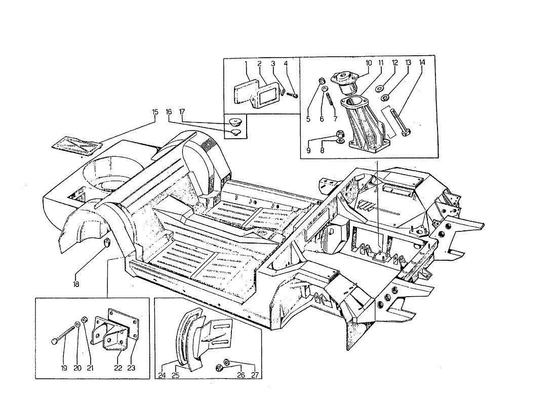 lamborghini jarama strattura telaio diagramma delle parti