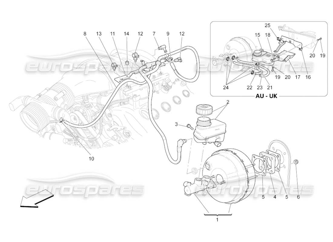maserati grancabrio (2010) 4.7 servofreno diagramma delle parti