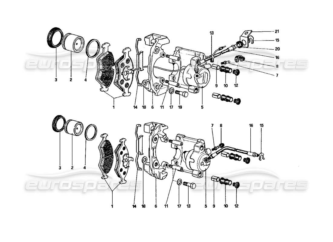 ferrari 328 (1985) pinze per freni anteriori e posteriori diagramma delle parti
