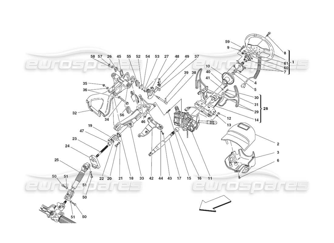 ferrari 430 challenge (2006) piantone dello sterzo diagramma delle parti