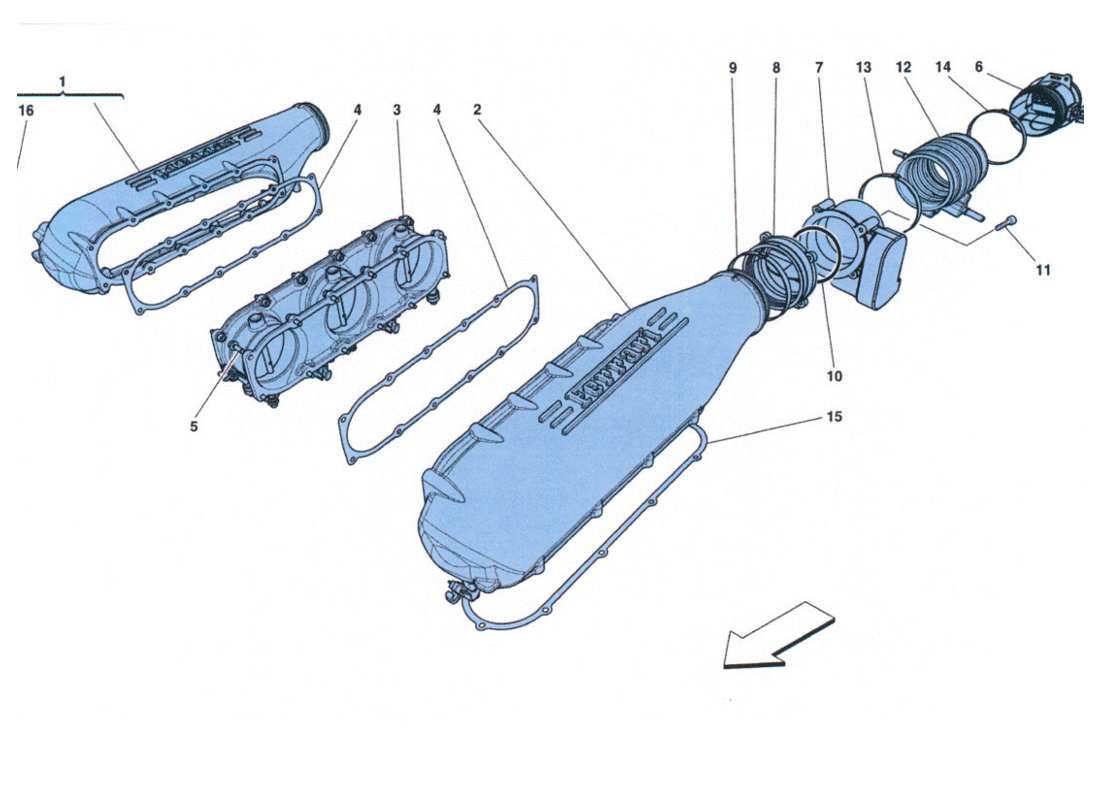 ferrari 458 challenge schema delle parti del coperchio collettore di aspirazione