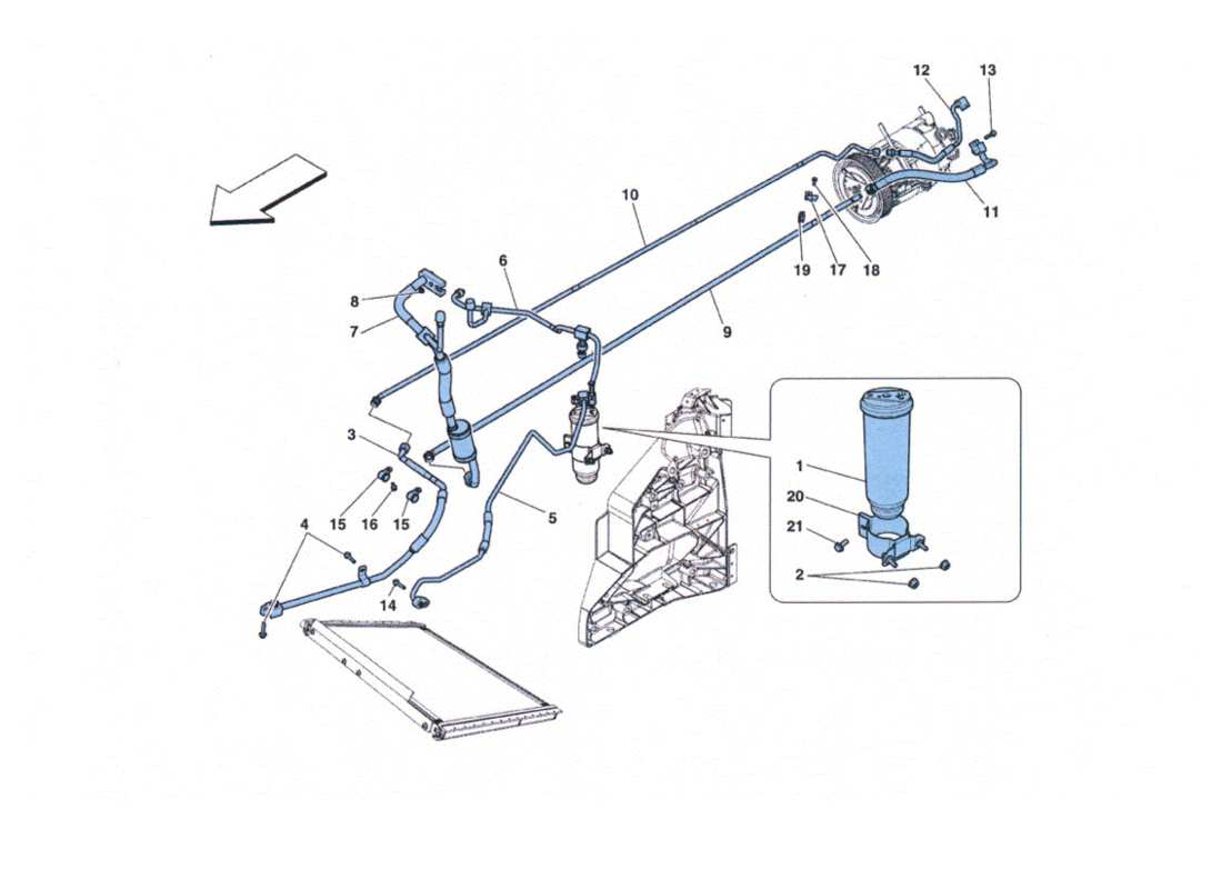 ferrari 458 challenge tubi diagramma parte aria condizionata