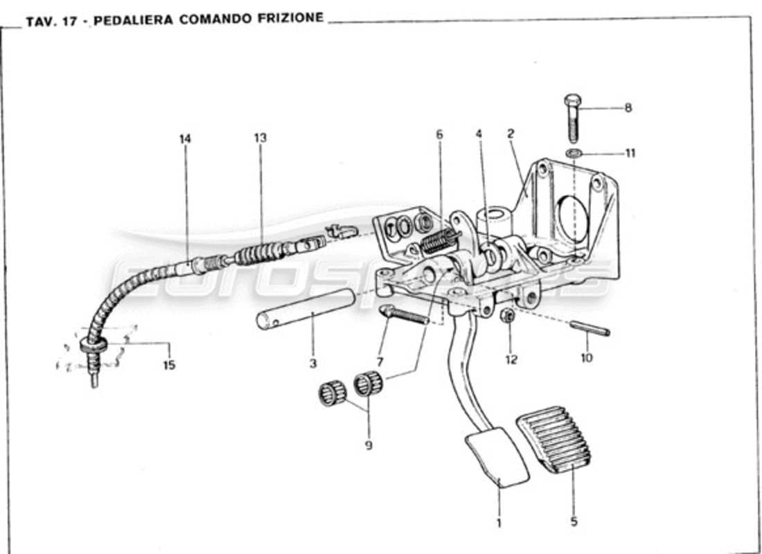 ferrari 246 gt series 1 pedaliera - controllo frizione diagramma delle parti
