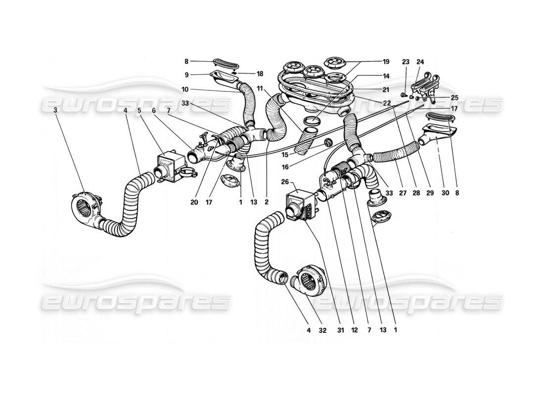 ferrari 308 gtb (1980) schema delle parti del sistema di riscaldamento