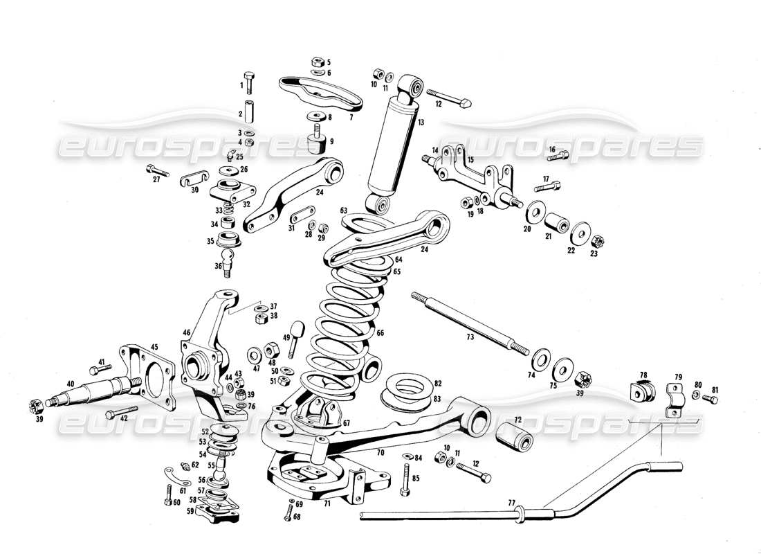 maserati qtp.v8 4.7 (s1 & s2) 1967 diagramma delle parti della sospensione anteriore