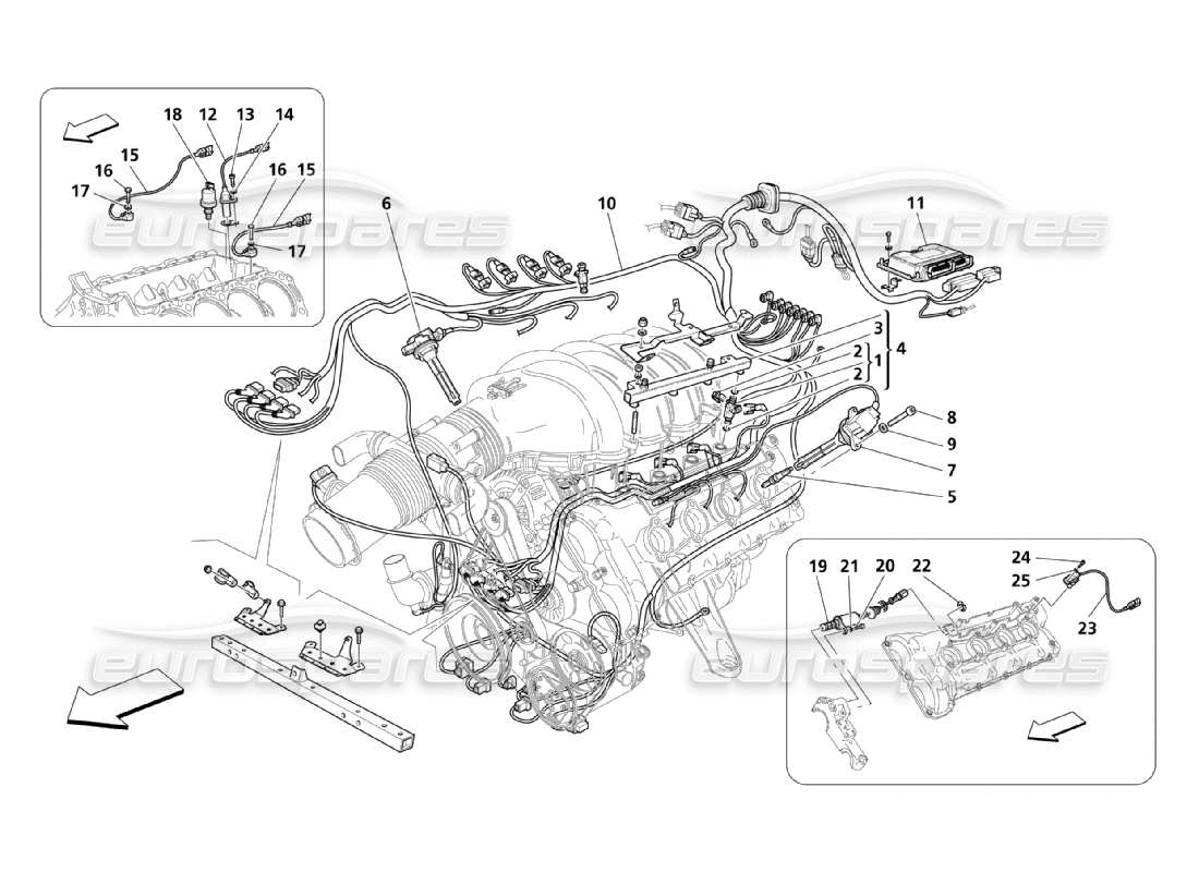 maserati qtp. (2003) 4.2 controllo elettronico: iniezione e controllo di fase diagramma delle parti