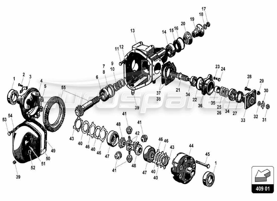 lamborghini 350 gt schema della parte differenziale anteriore
