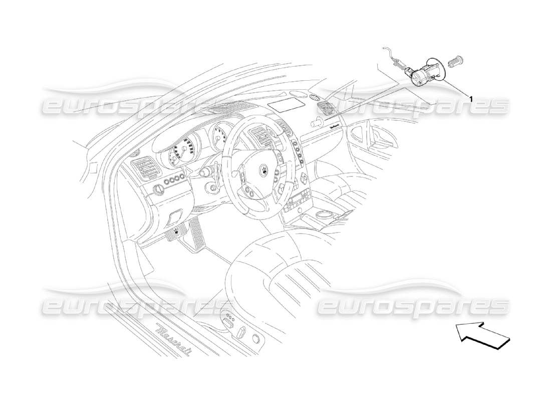 maserati qtp. (2003) 4.2 schema delle parti del sistema di blocco dell'airbag passeggero