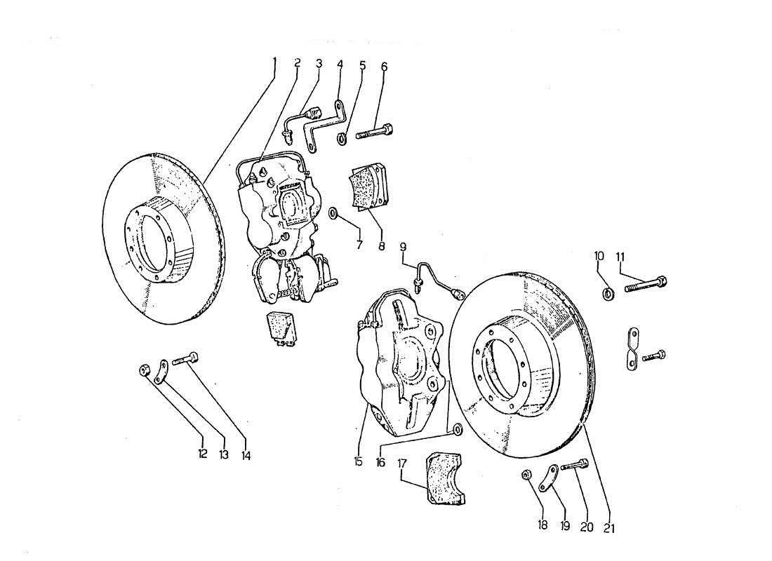 lamborghini jarama dischi e pinze - freni diagramma delle parti