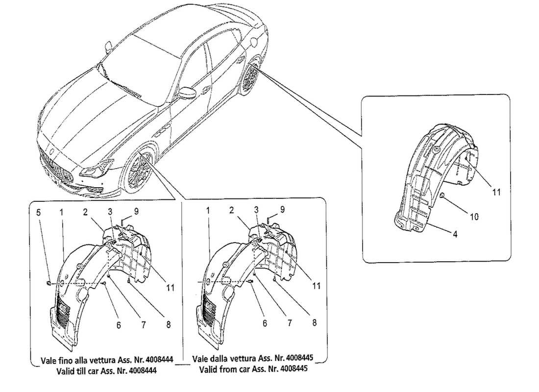 maserati qtp. v8 3.8 530bhp 2014 diagramma delle parti della timoneria e dei coperchi