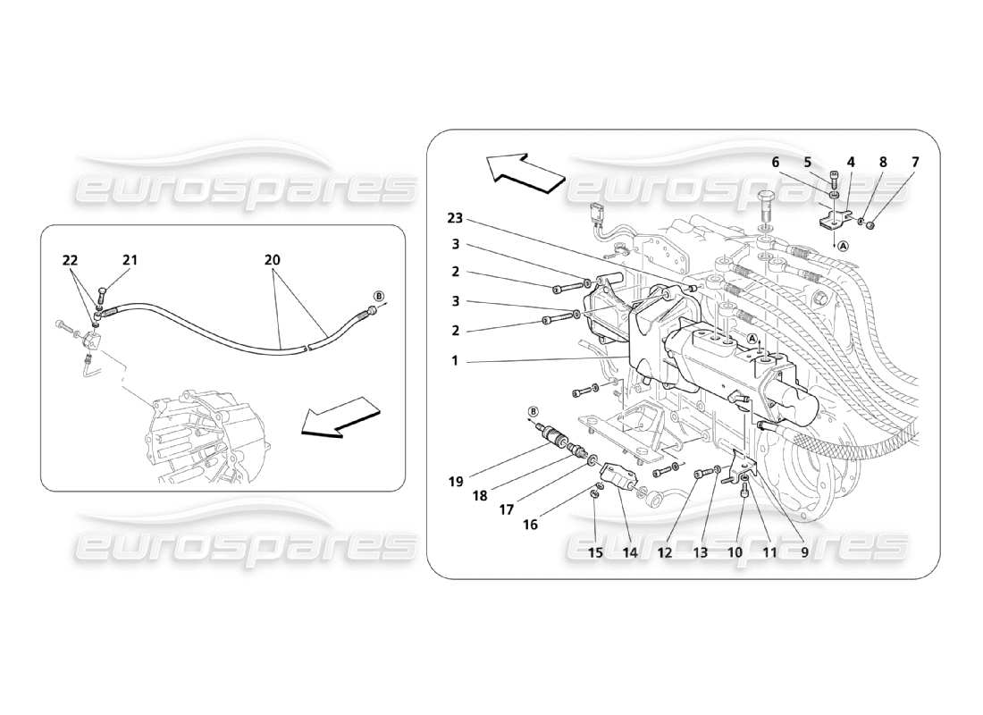 maserati qtp. (2003) 4.2 comandi idraulici per il diagramma delle parti del cambio f1