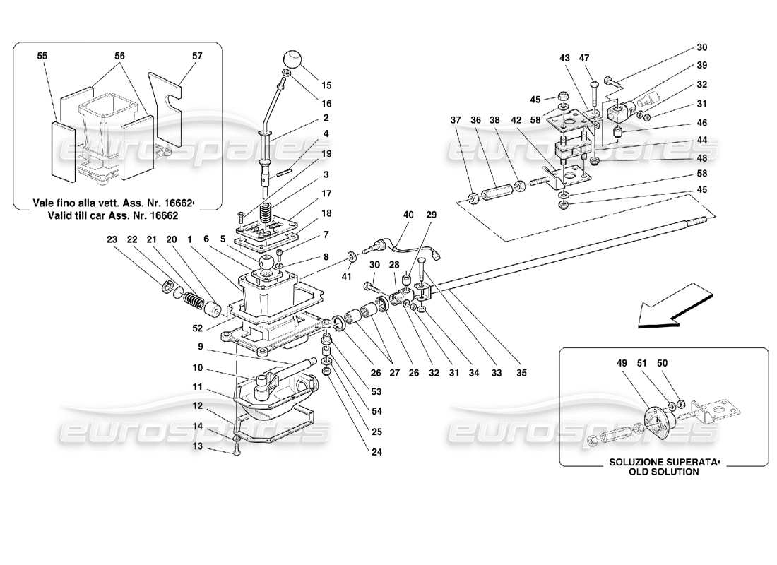 ferrari 355 (2.7 motronic) diagramma delle parti dei controlli esterni del cambio