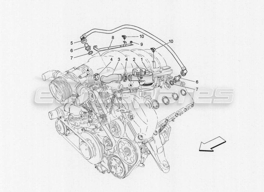 maserati granturismo special edition diagramma delle parti del sistema di ricircolo dei vapori d'olio