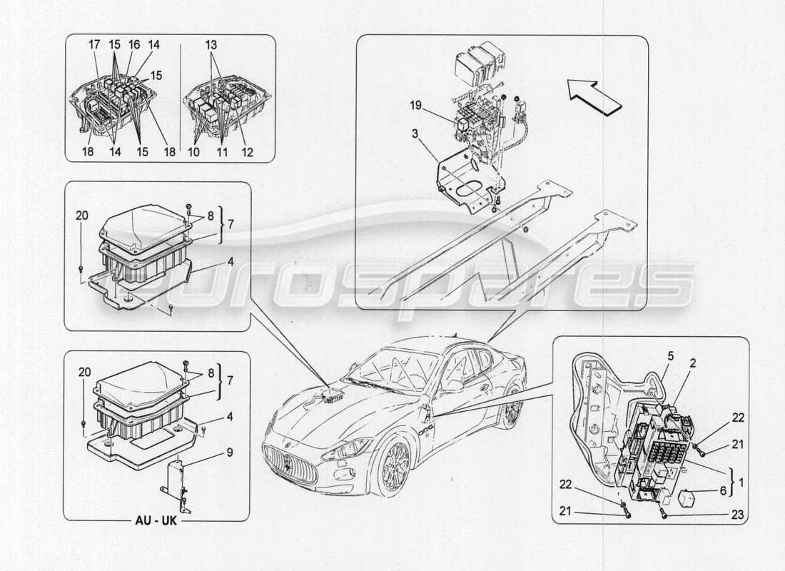 maserati granturismo special edition schema delle parti di relè, fusibili e scatole