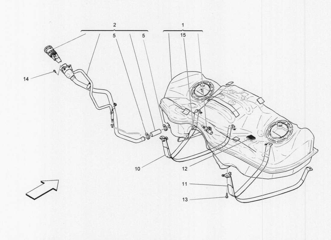 maserati qtp. v6 3.0 tds 275bhp 2017 diagramma delle parti del serbatoio del carburante