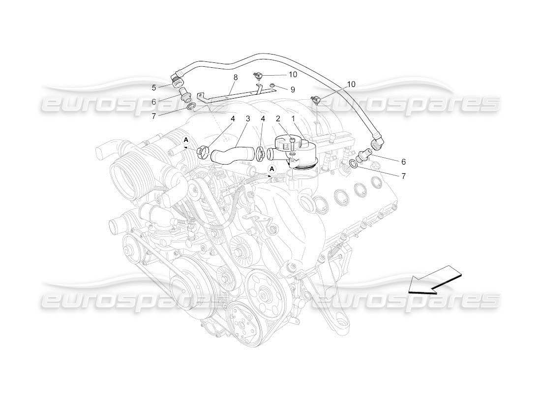 maserati qtp. (2011) 4.2 auto diagramma delle parti del sistema di ricircolo dei vapori d'olio