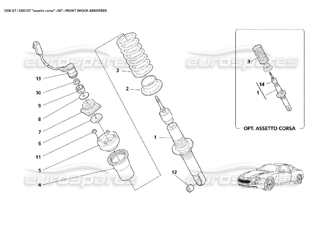 maserati 3200 gt/gta/assetto corsa schema delle parti dell'ammortizzatore anteriore