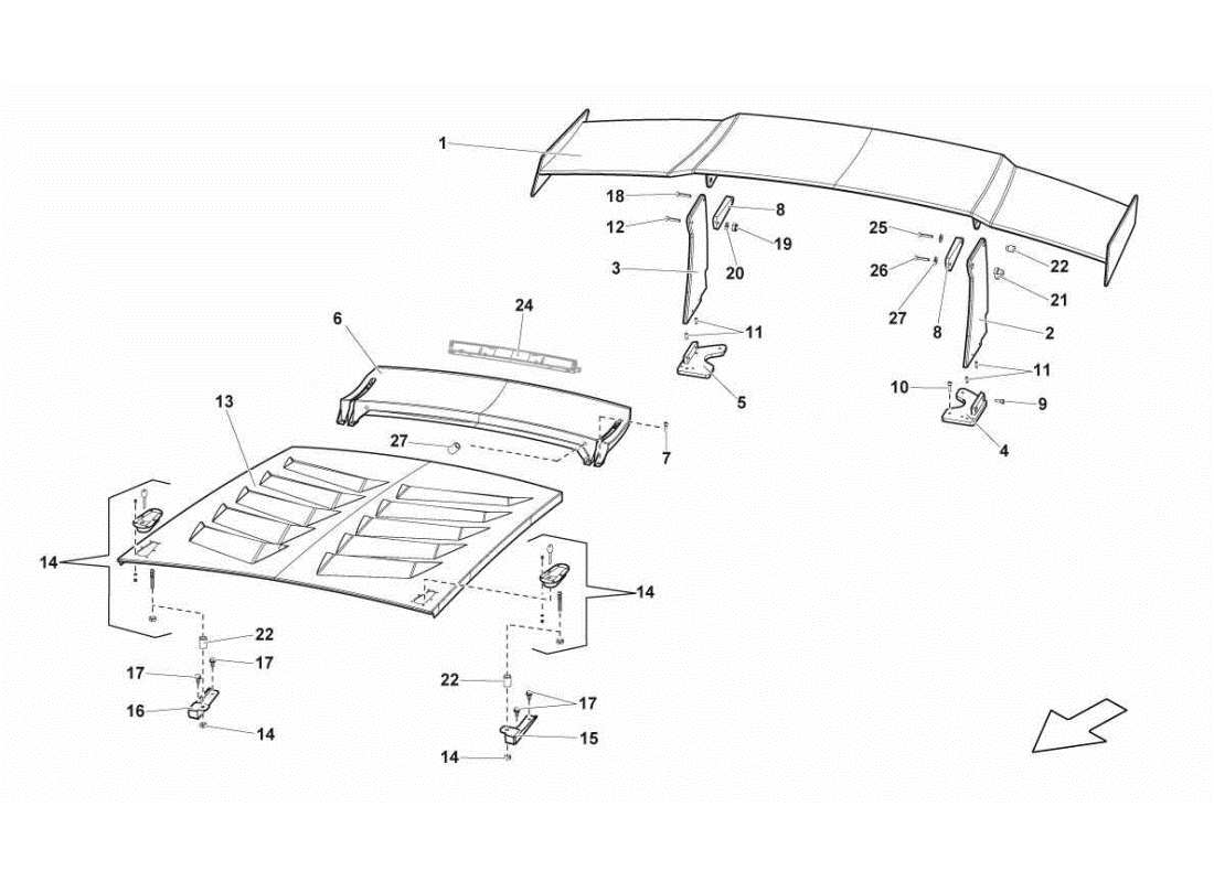 lamborghini gallardo sts ii sc diagramma delle parti spoiler