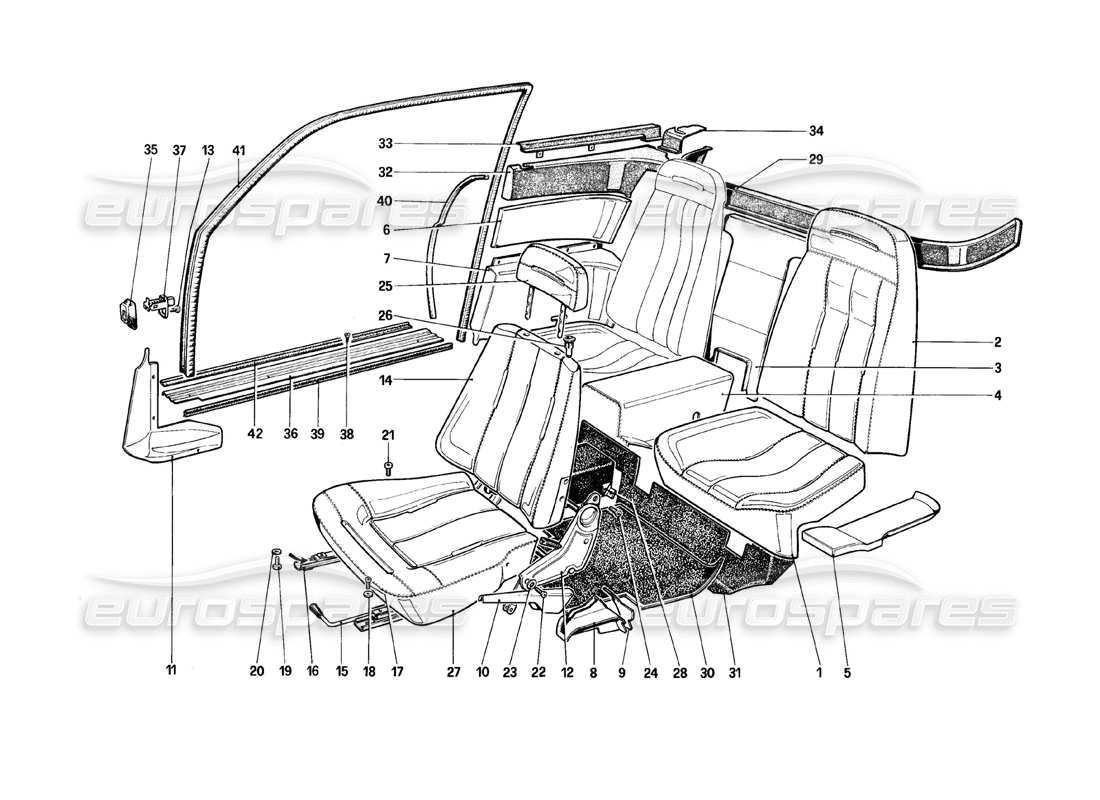 ferrari mondial 8 (1981) posti a sedere diagramma delle parti