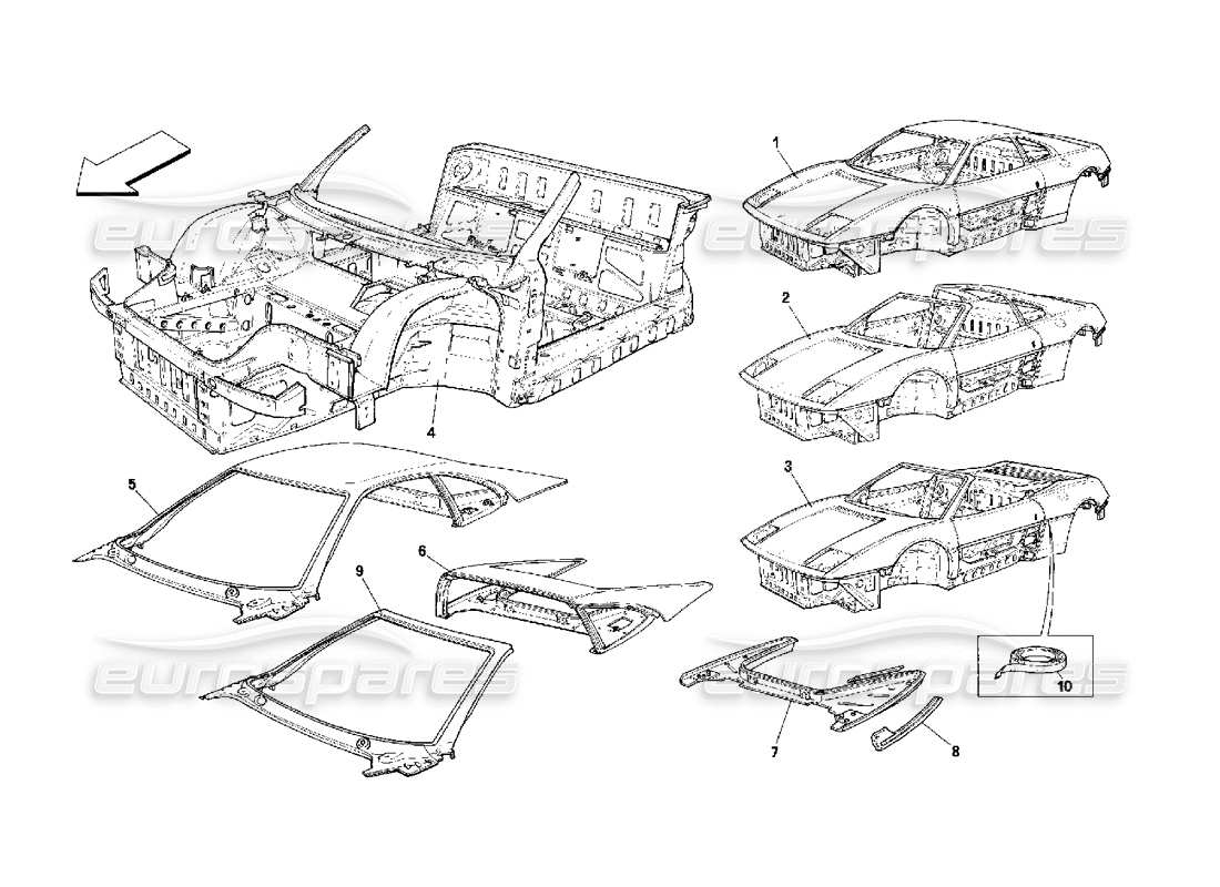 ferrari 348 (2.7 motronic) corpo - unità generali diagramma delle parti