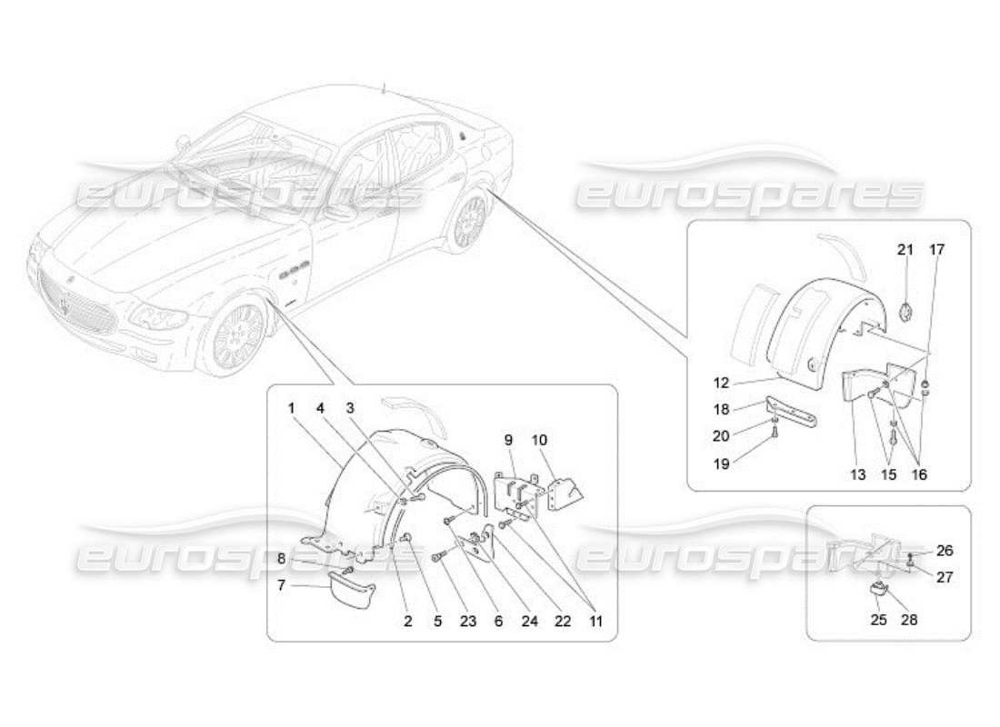 maserati qtp. (2005) 4.2 diagramma delle parti della timoneria e dei coperchi