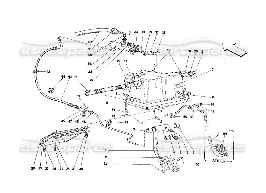 ferrari 348 (2.7 motronic) diagramma delle parti del controllo del rilascio della frizione