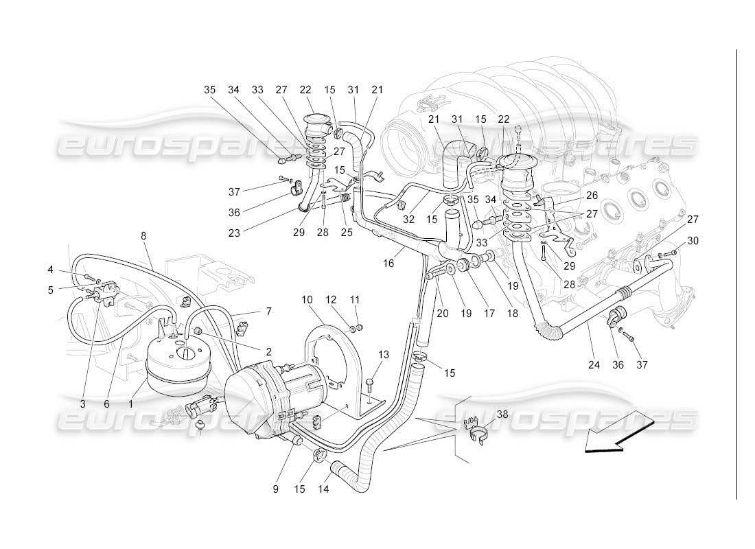 maserati qtp. (2007) 4.2 auto diagramma delle parti del sistema d'aria aggiuntivo