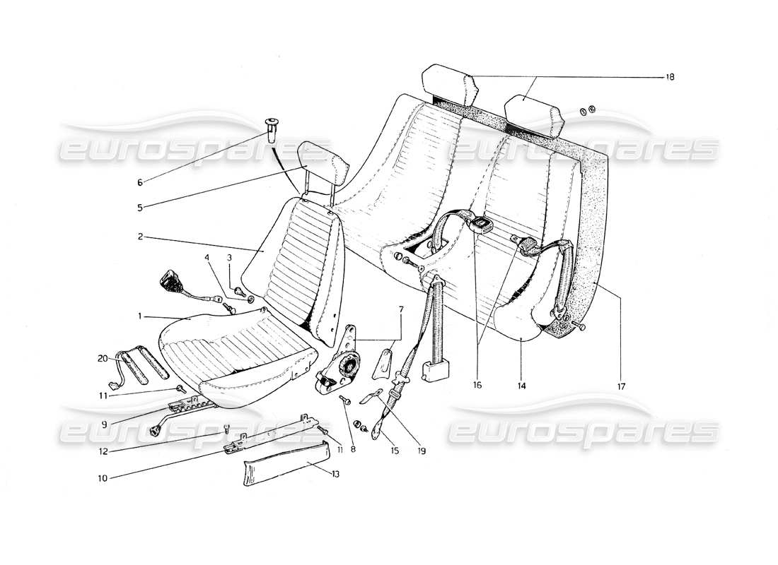 ferrari 308 gt4 dino (1979) posti a sedere diagramma delle parti